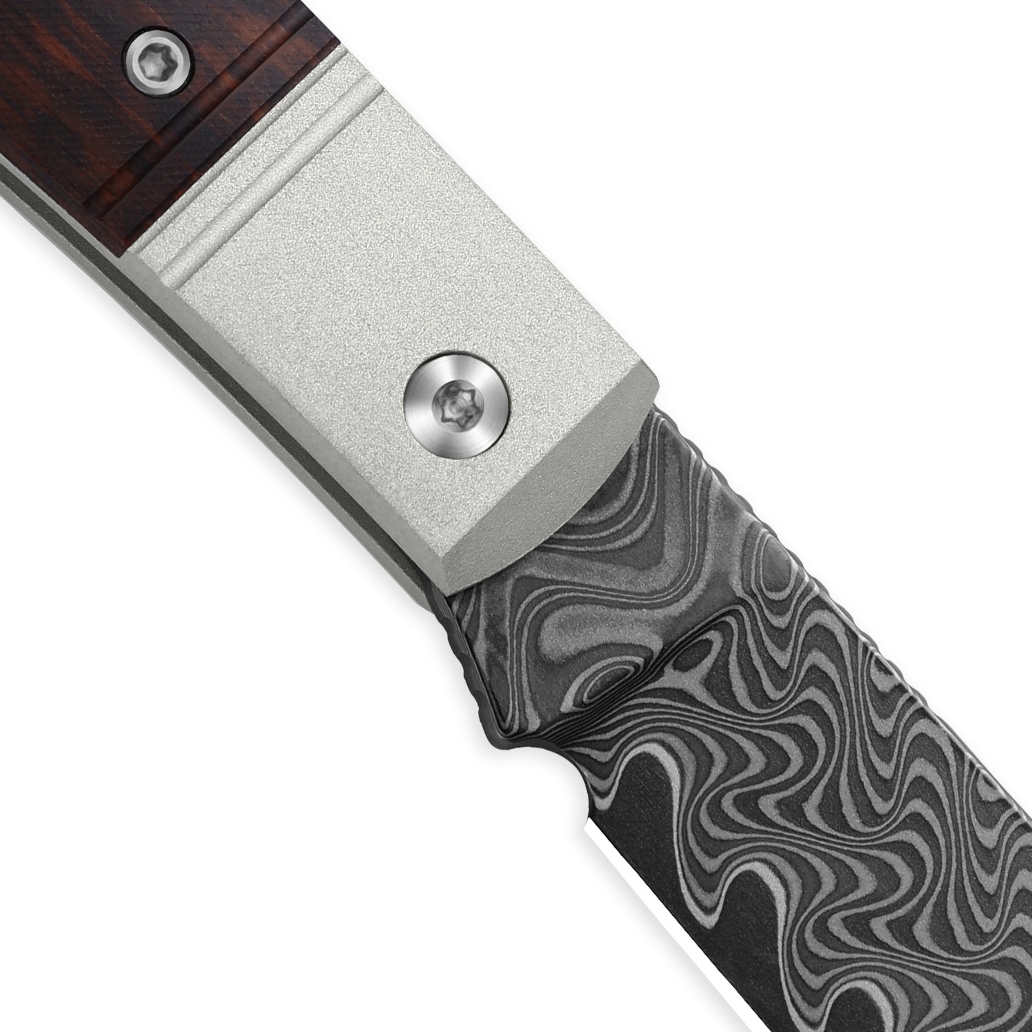 Trestle D 2.95 inch Damascus Aluminum & Leopardwood V3760A3-Kizer