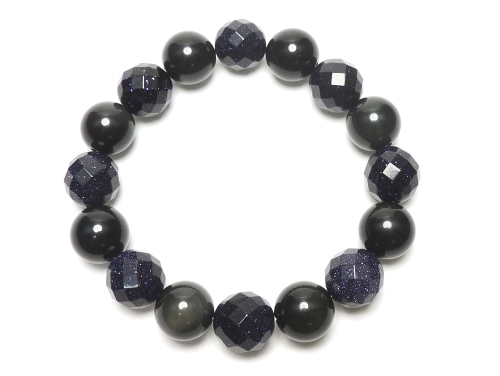 パワーストーンブレスレット レインボーオブシディアン(黒曜石)AAAA12