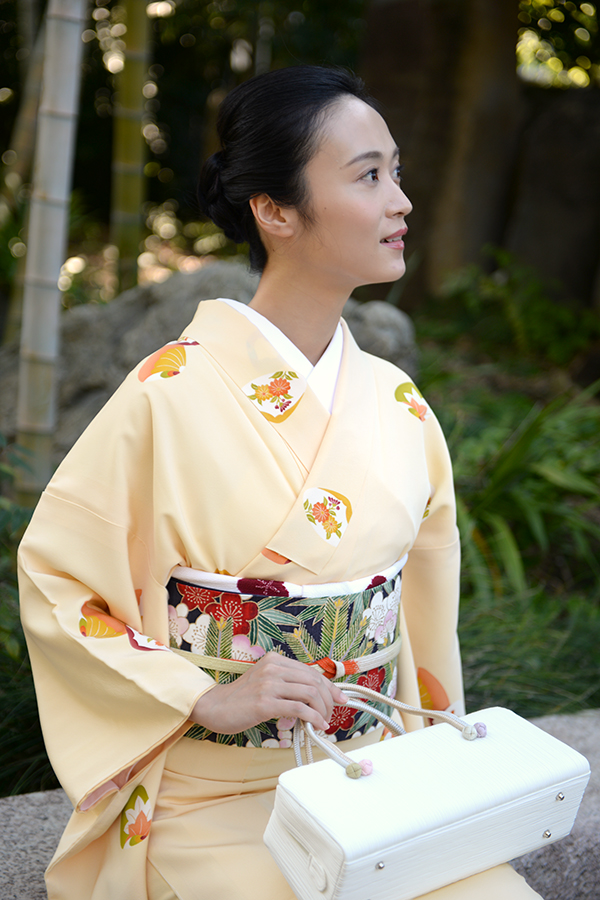 銀座【帯3666】久呂田明功作 紬地名古屋帯 松竹梅の図 (落款入) – 銀座