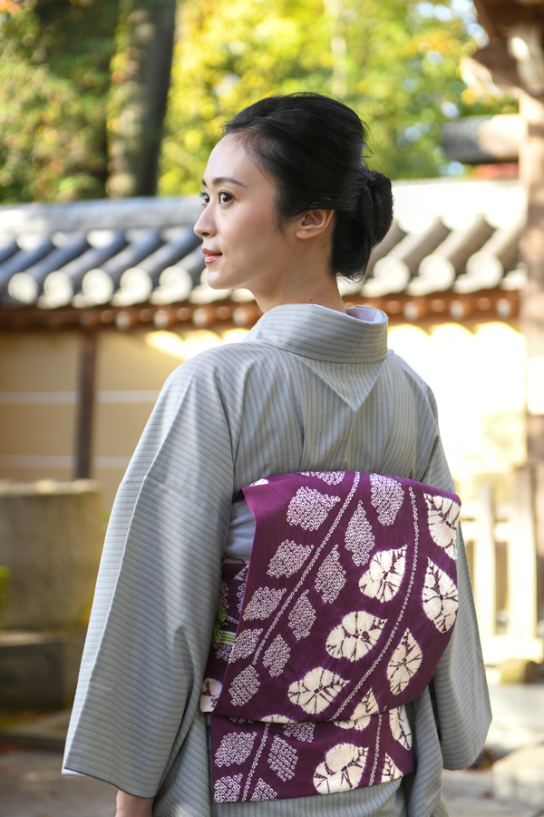 銀座【帯3709】草紫堂製 南部絞紫根染 名古屋帯 (証紙 栞付) – 銀座