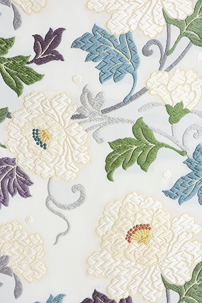 銀座【帯4397】西陣 織文意匠鈴木製 袋帯 大牡丹唐草文（西陣証紙 紙箱