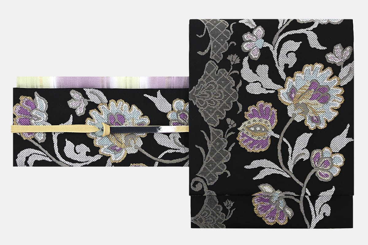 帯5925】西陣 帯屋捨松製 九寸名古屋帯「レース花文」（新品 西陣証紙