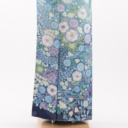 正絹 付下げ・訪問着レンタル 150062 水色 ラメ 辻が花