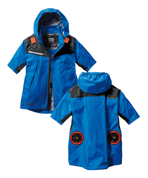 BURTLE ファン付ウエア AIR CRAFT フーディ半袖ジャケット(着脱可能