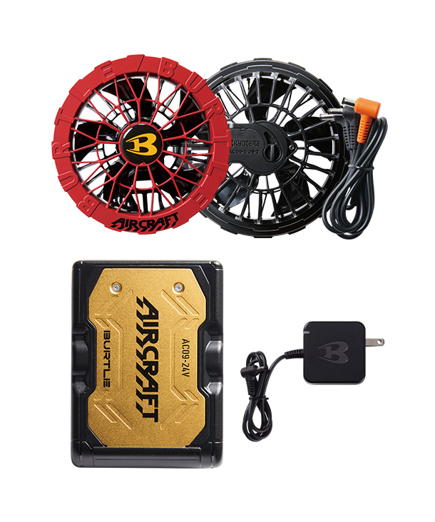 BURTLE AIR CRAFT メタリックレッドバッテリー+レッドファンセット