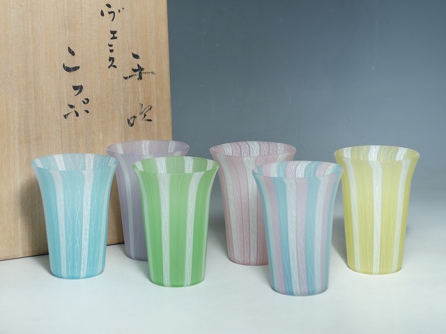 ガラス工芸家 藤田喬平 ヴェニス 手吹 コップ 六客 | 東京世田谷の買取