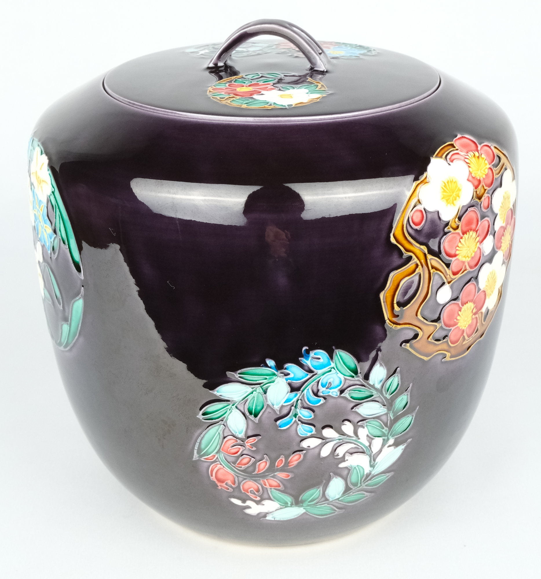 栗山園オンライン通販部 / 【出物】 紫交趾四季草花花丸紋皆具 山本一如