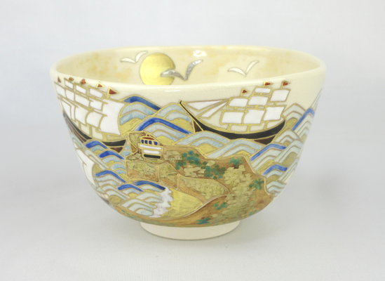 栗山園オンライン通販部 / 新品 色絵喜望峰茶碗 中村源水