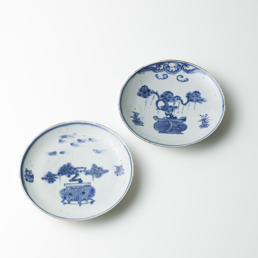 古美術 南京染付盆栽文皿 五 | しぶや黒田陶苑