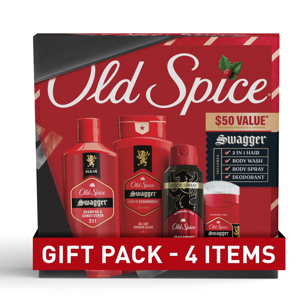 Old Spice Holiday Gift Set for Men, Swagger, Body Wash, AF Deo