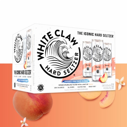 White Claw Peach Hard Seltzer, 12 Pack, 12 fl oz Cans - Kroger