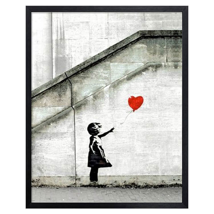 Banksy（バンクシー） Red Balloon アートポスター（フレーム付き）
