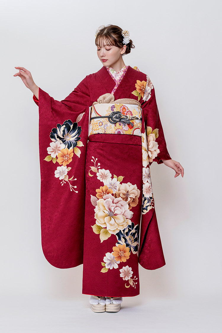 No.1127 【新品振袖/京友禅】【赤】縁起の良い物事の始まりを意味する