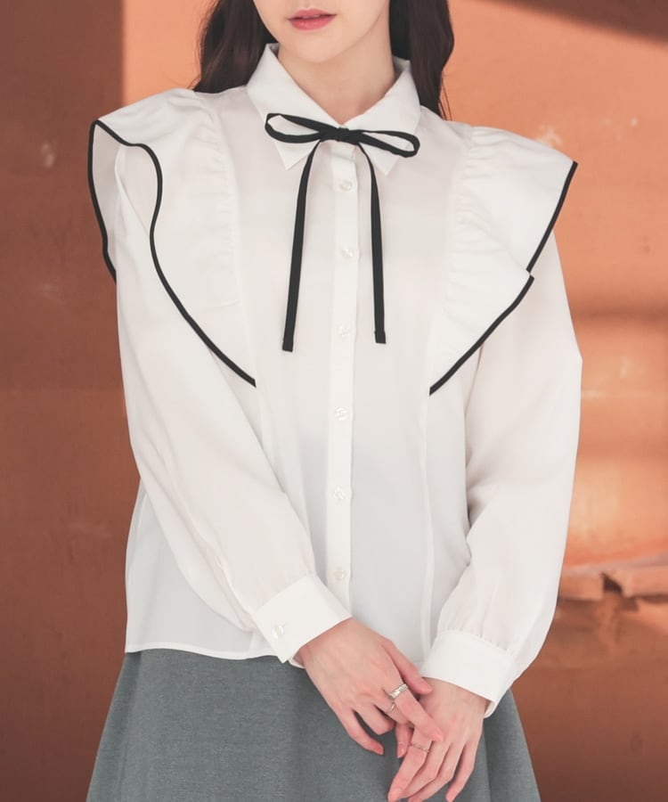 リボン付フリルブラウス: トップス｜ハニーズ公式通販