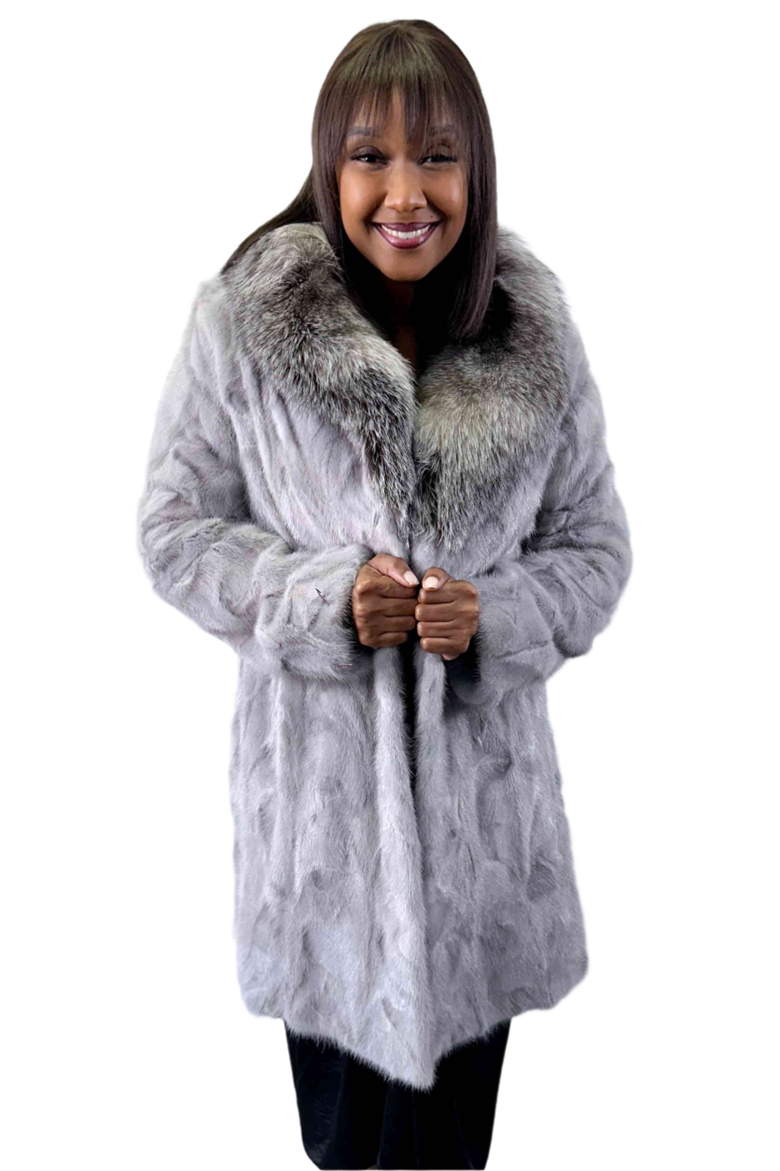 Sectioned Mink fur Stroller with Fox Fur Shawl Collar – Henig Furs