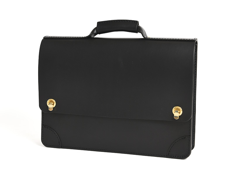 厚い革で丈夫に仕上げたシンプルな丸台おこしブリーフケース / 革鞄の