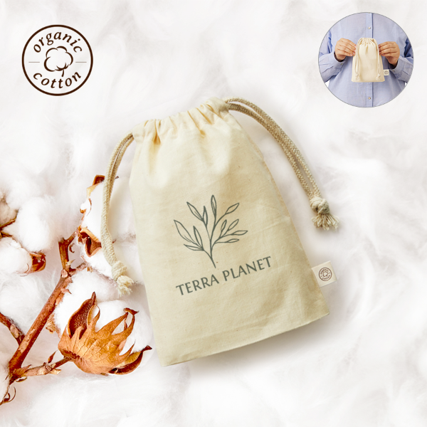 オリジナル オーガニックコットンガゼット巾着(S) ナチュラル【最安値