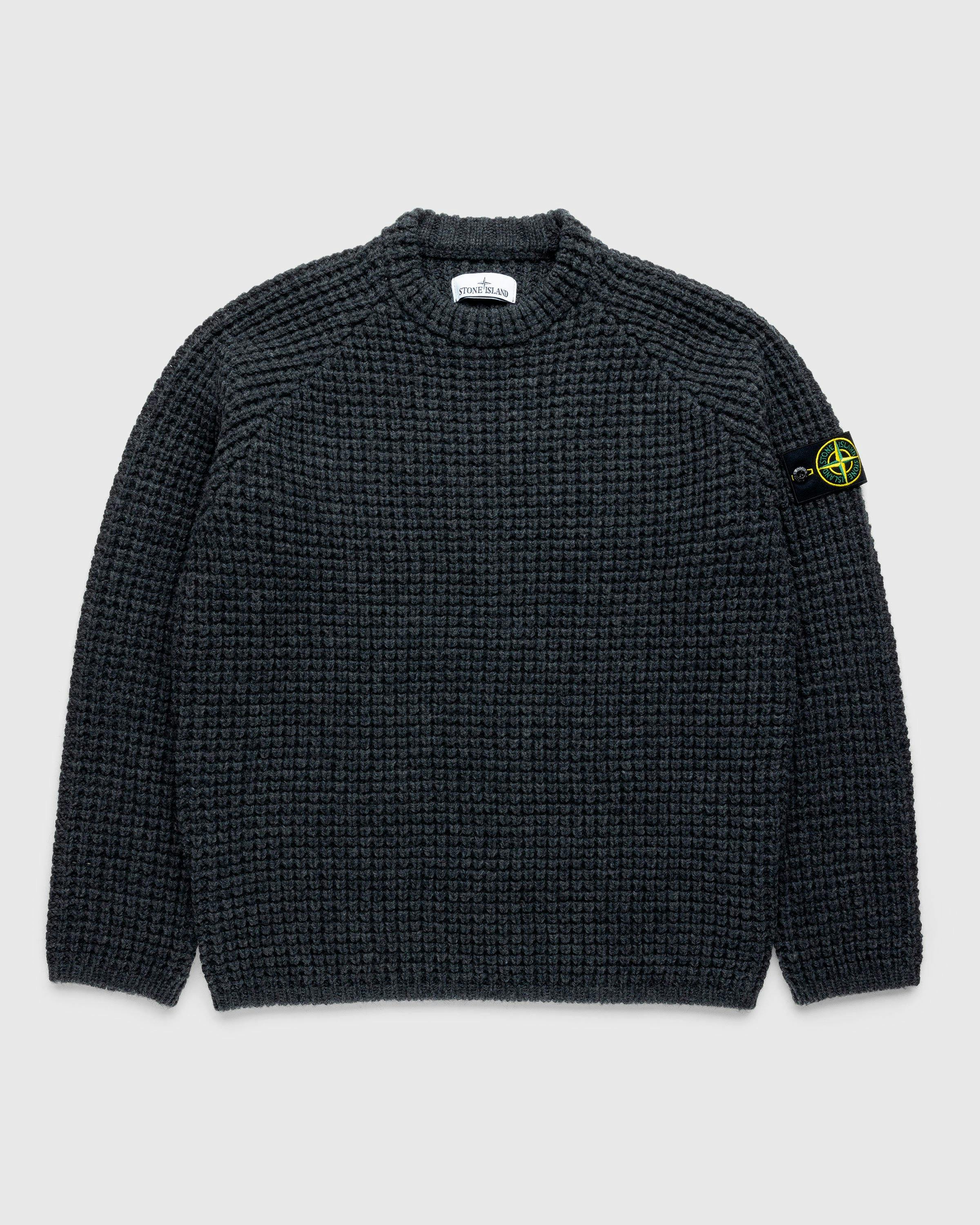 Stone Island – Waffle Knit Sweater Melange Charcoal