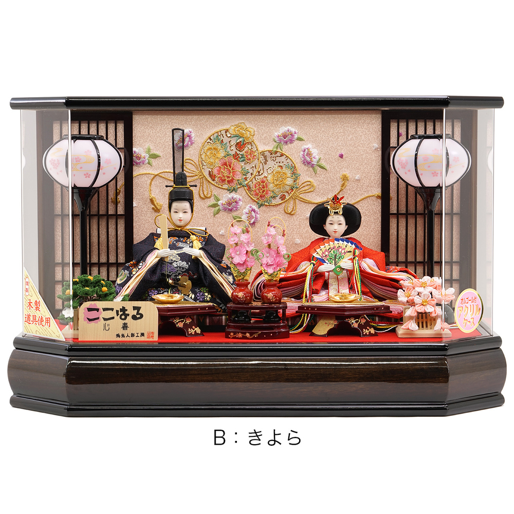 雛人形 ひな人形 衣装着二人ケース飾り【P81342】インターネット店だけ