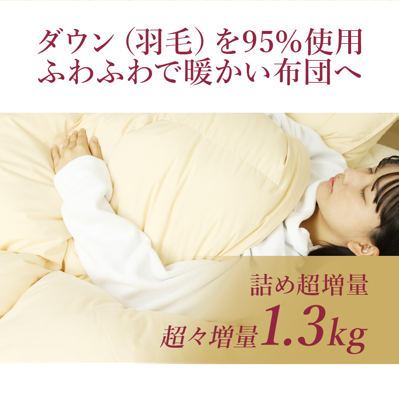 6つ星 ホワイトグース 95％ プレミアムゴールドラベル 羽毛掛け布団 80