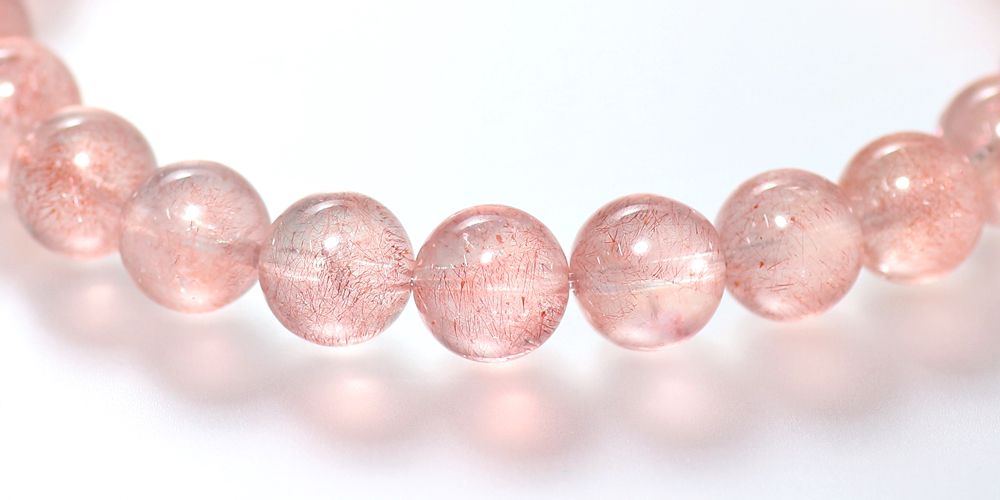 高品質++]カザフスタン産ストロベリークォーツブレスレット（約7.5mm玉