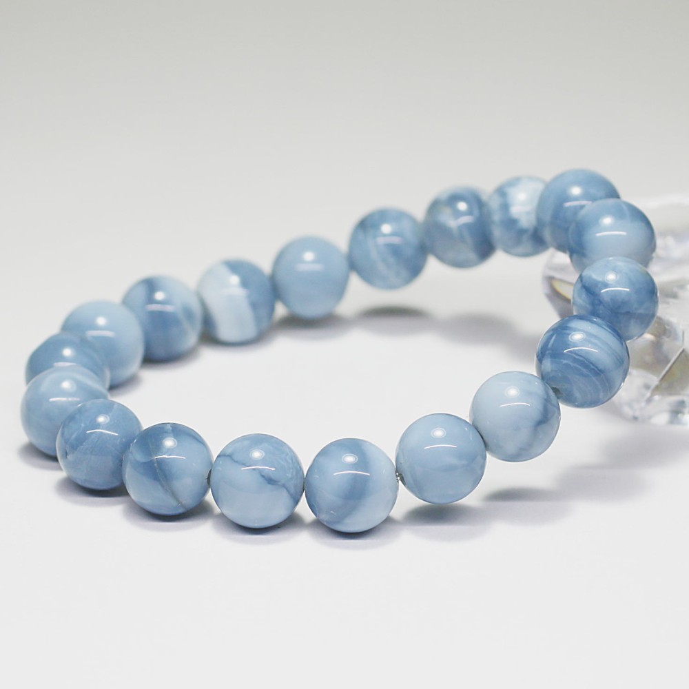 高品質]マダガスカル産ブルーオパールブレスレット（約10.5mm玉