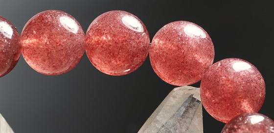 高品質]ピンクマイカインクォーツブレスレット/モスコバイト（約12mm玉