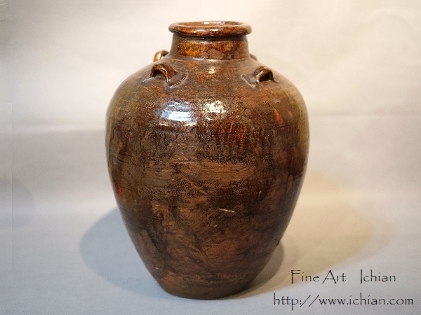 古瀬戸 祖母懐 茶壷 鉄釉四耳壺 室町～桃山期 大名品 :: ichian