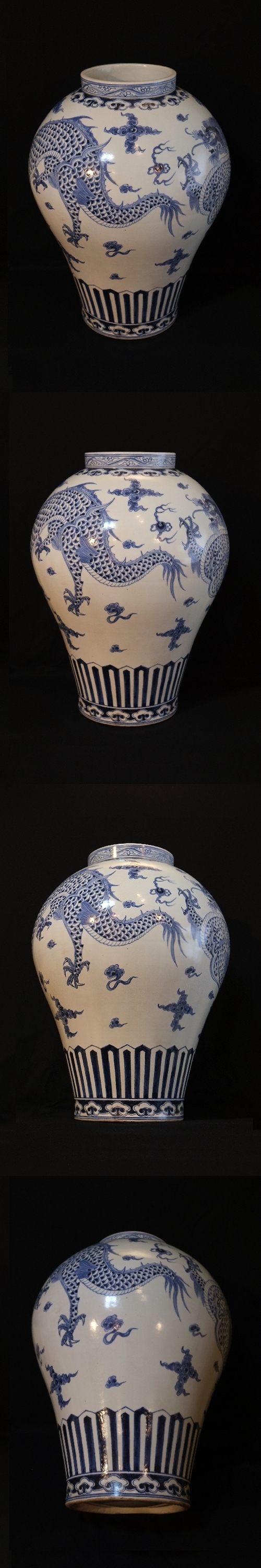 青花白磁 雲龍文立壺 龍5本爪 高さ56㎝ 宮廷御器 :: ichian