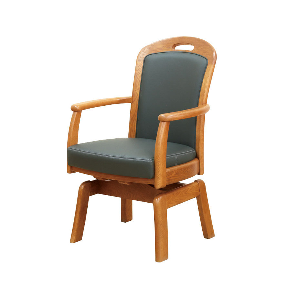 浜本工芸 ダイニングチェア回転式「DC-1800R」オーク材ダーク色 皮革No