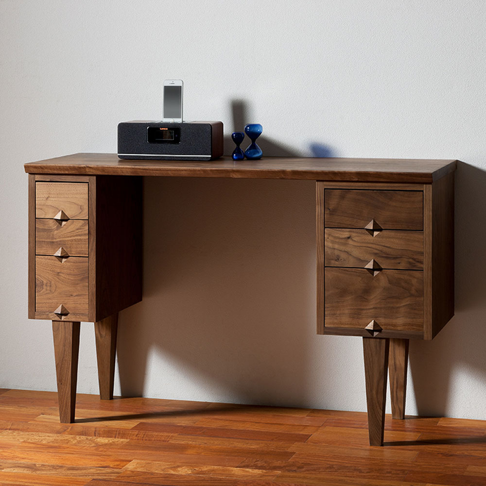 デスク「フラッグ」幅90cm Aタイプ ウォールナット材 天板仕様全2