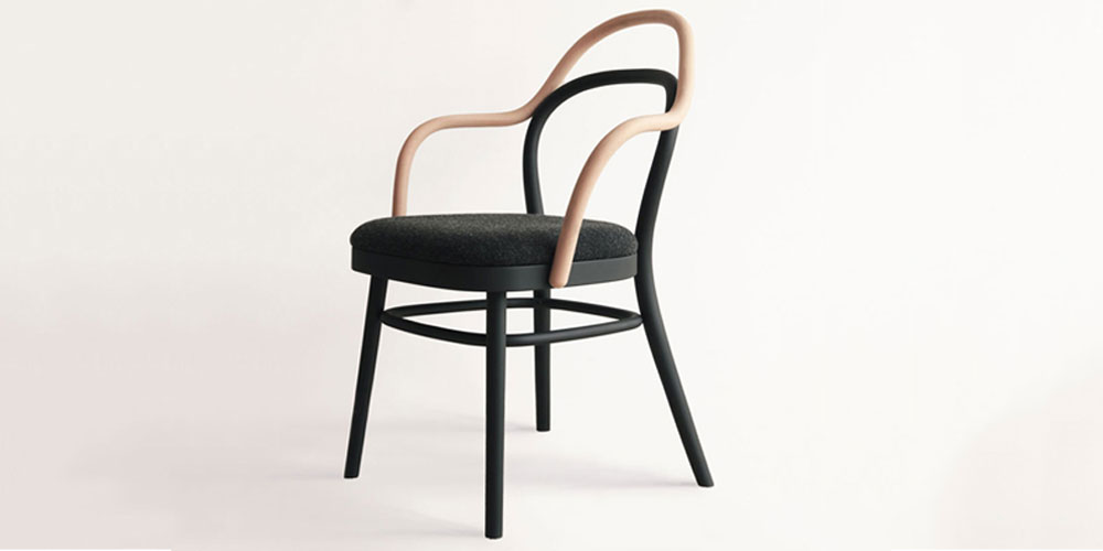 秋田木工 ダイニングチェア「magekko(まげっこ)」ブナ材 ブラック色/張