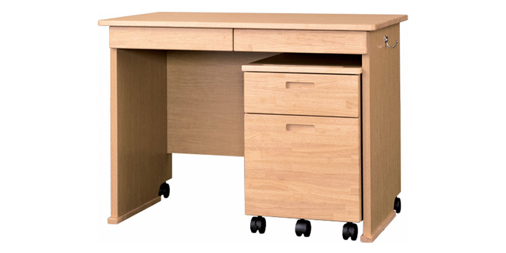 小島工芸 学習デスク「ラークアップ」ワゴン付き チェリーナチュラル色