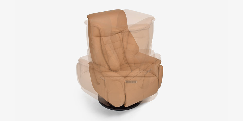 電動リクライニングチェア「ルージアKD SD-455B」半革 #M-02 キャメル