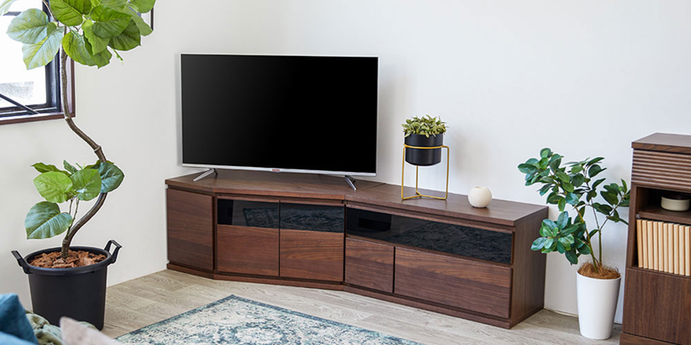 コーナーテレビボード 「ノーク2」幅89cm 木扉の位置 向かって左側 全2
