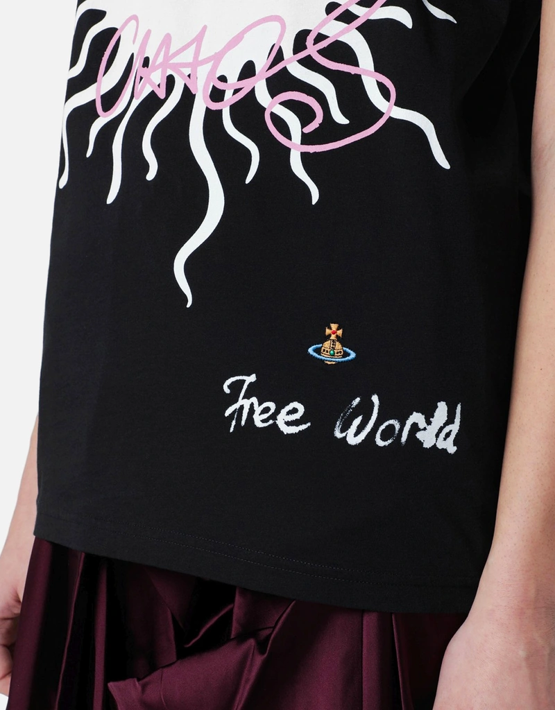 Vivienne Westwood ブラック ロゴプリント コットンTシャツ (トップス