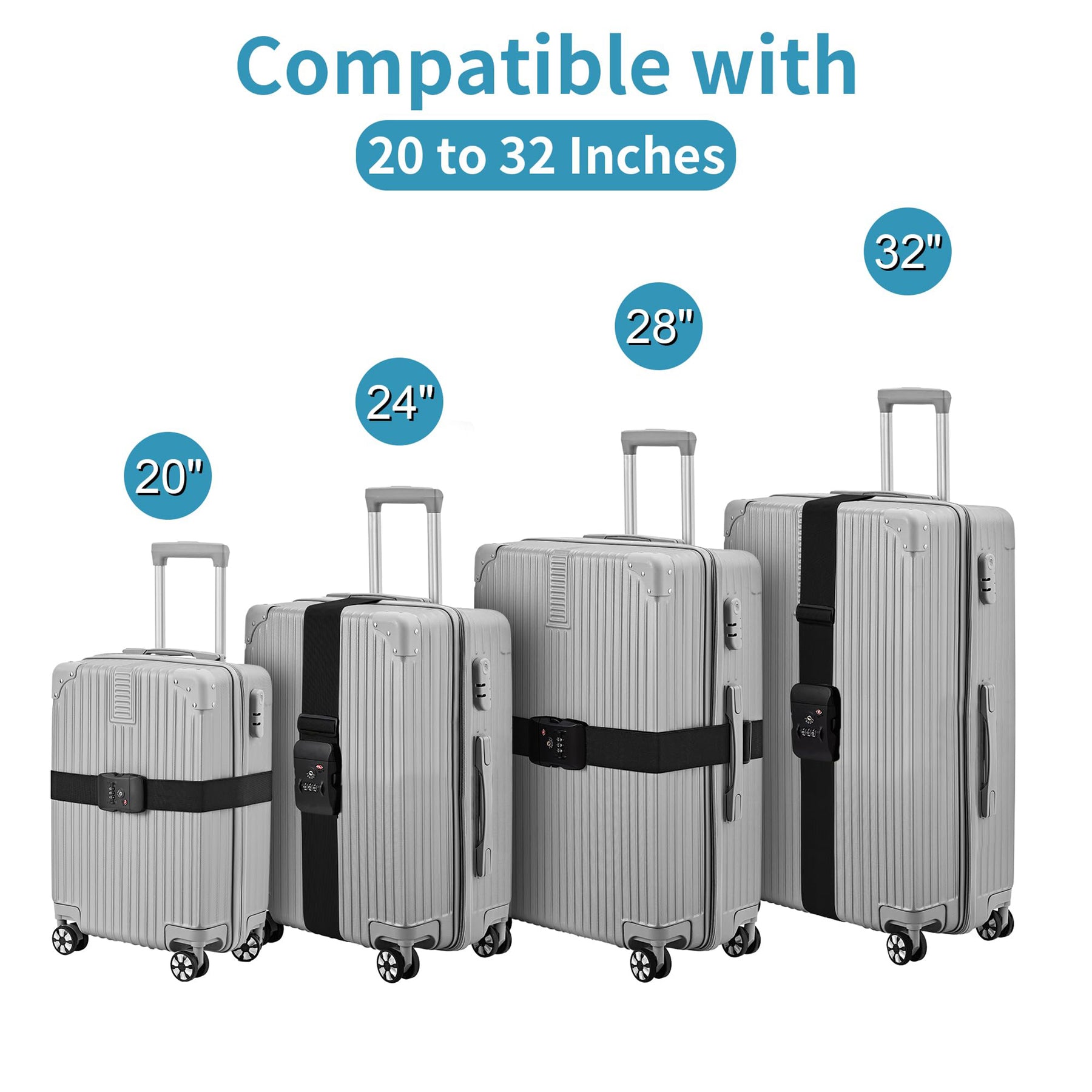 JARLINK Luggage Strap for Suitcases and Travel Belt Set, TSA Approved