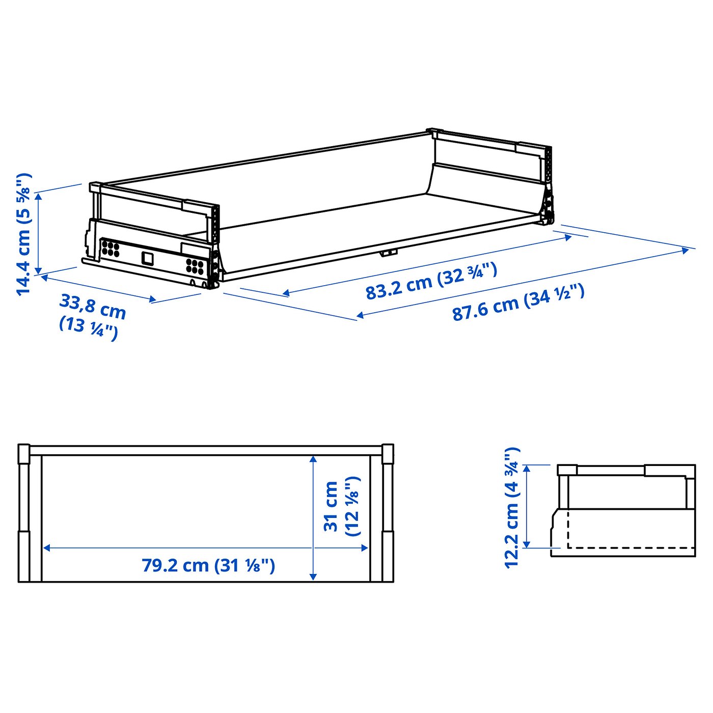 MAXIMERA drawer, medium, white, 91x38 cm (36x143/4