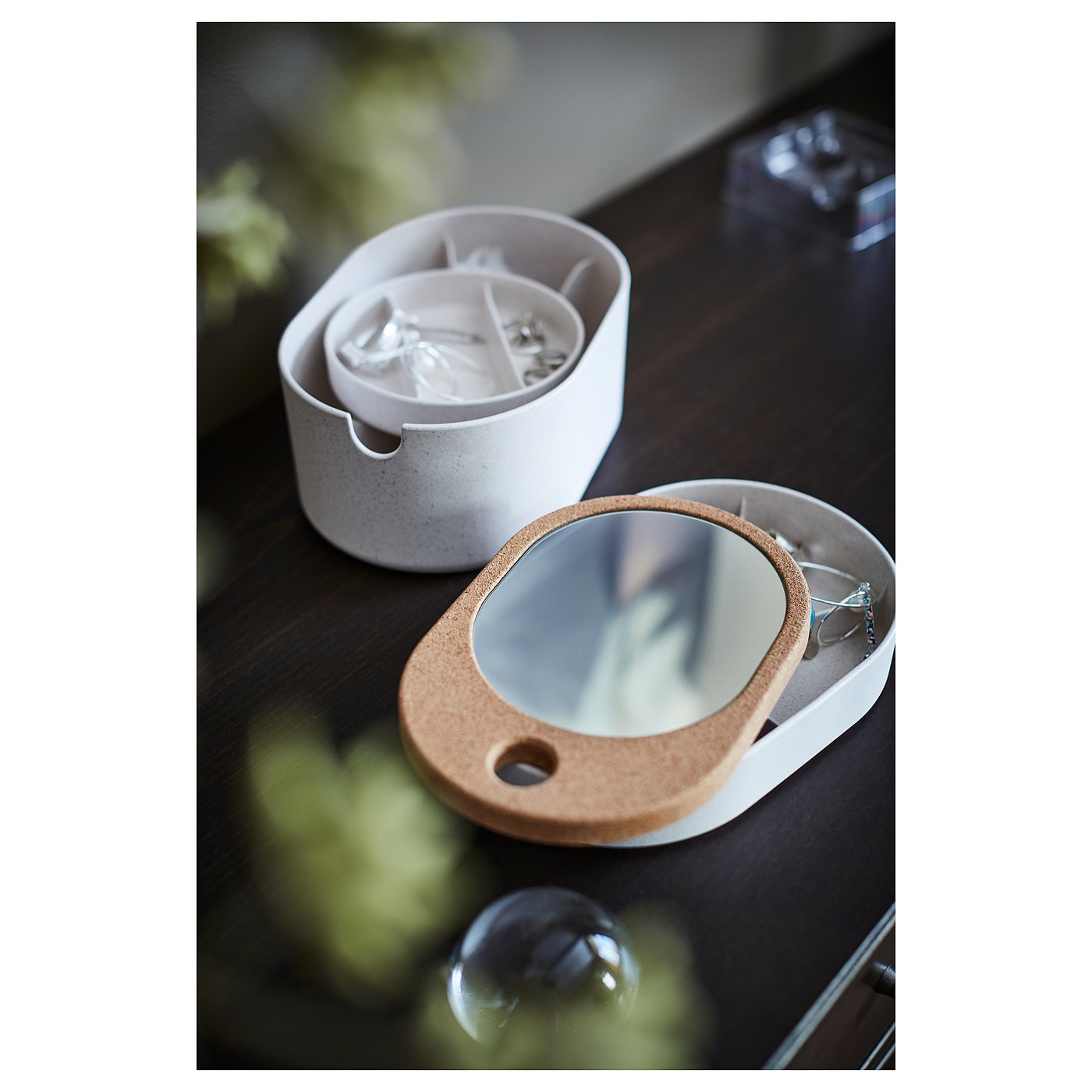 SAXBORGA サクスボルガ 収納ボックス ミラーのふた付き, プラスチック