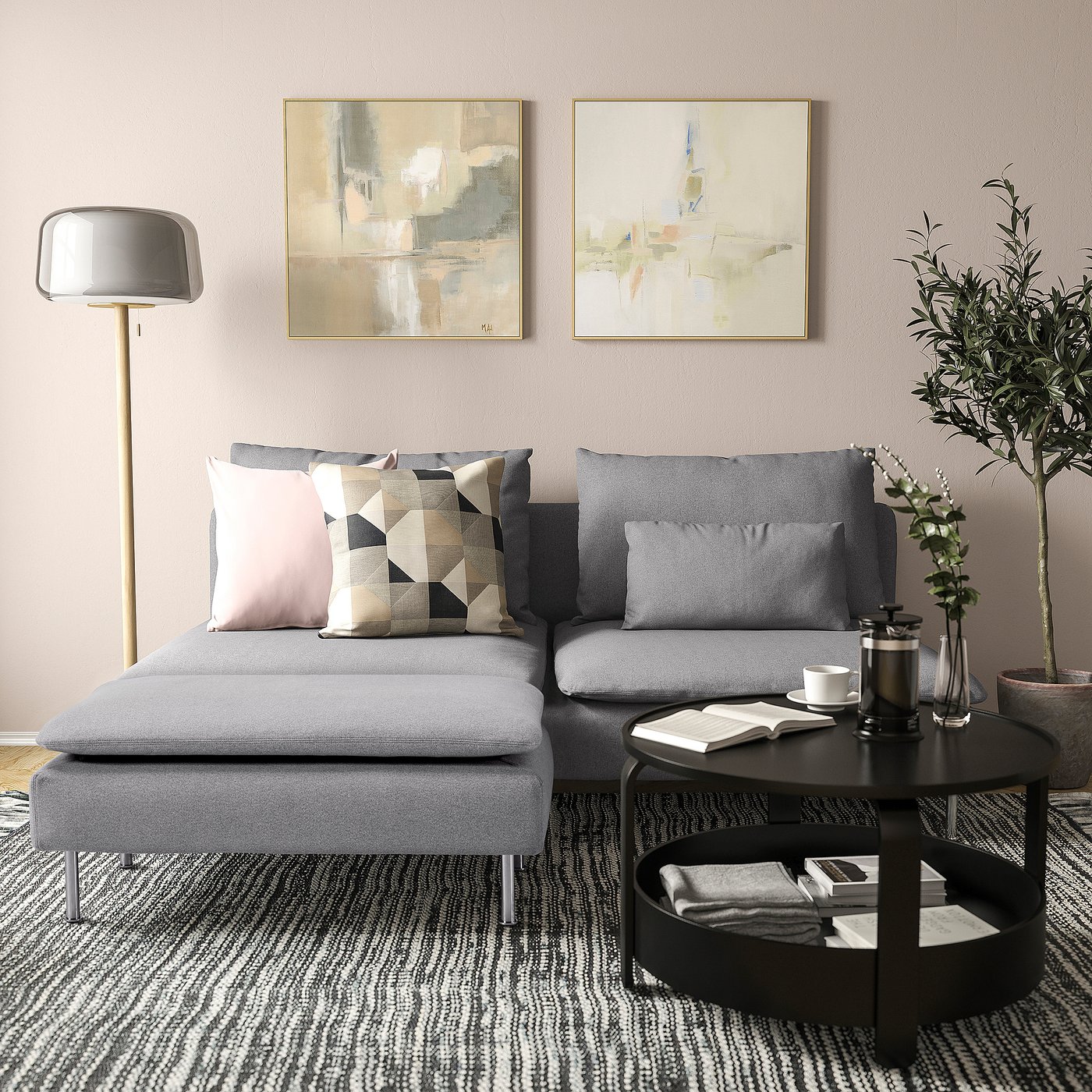 SÖDERHAMN ソーデルハムン オットマン, トネルード グレー, 93x52 cm