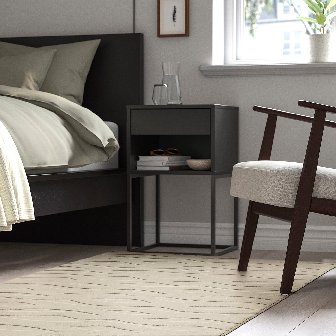 VÄXELFEL ヴェクセルフェル ラグ パイル短, オフホワイト, 133x195 cm