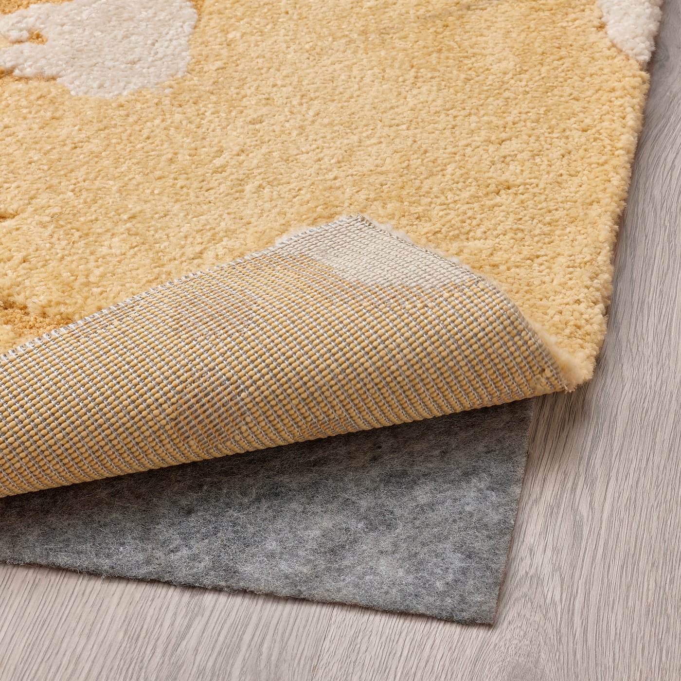 RINGKLOCKA リングクロッカ ラグ パイル短, イエロー/オフホワイト