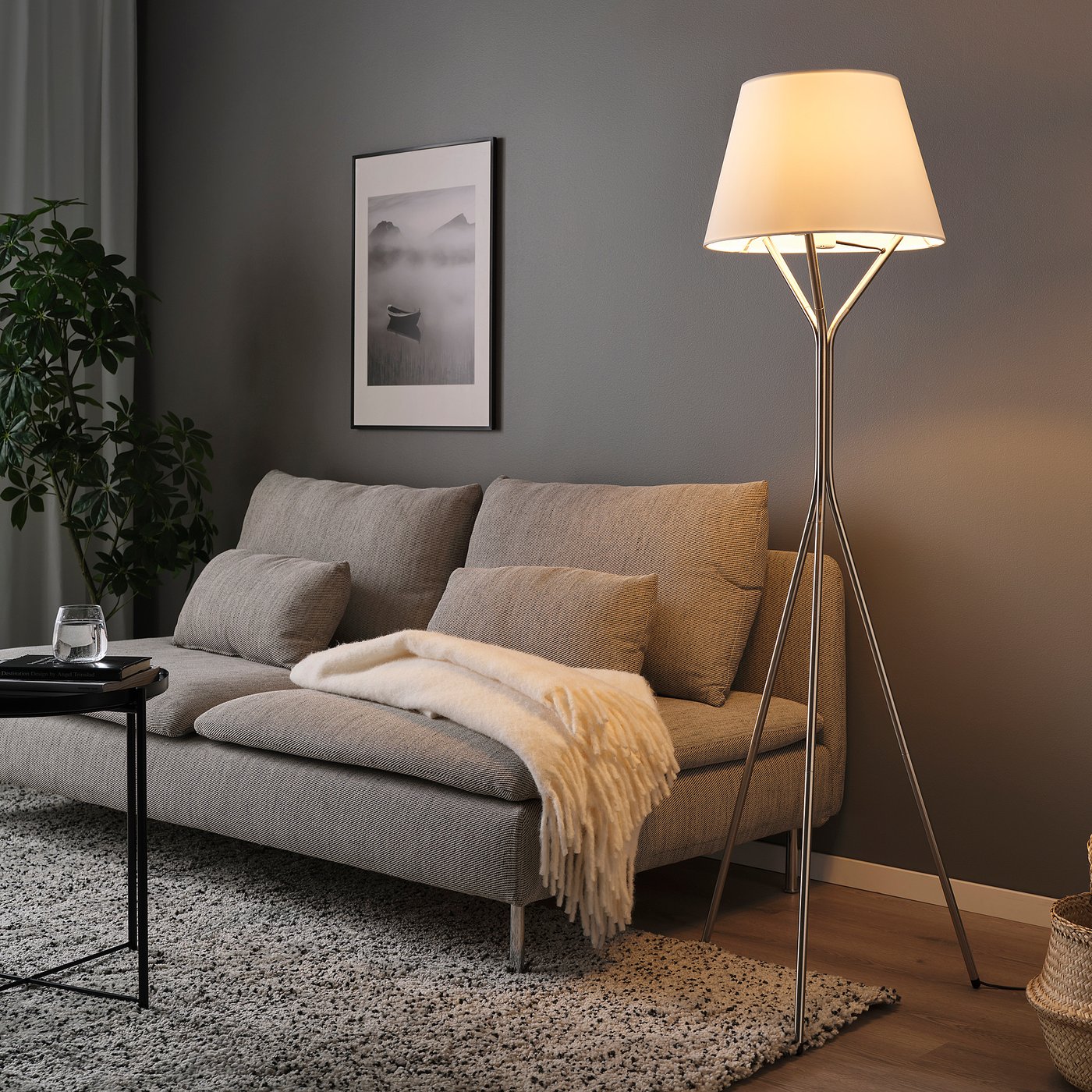 BLÄNKFYR floor lamp, nickel plated - IKEA