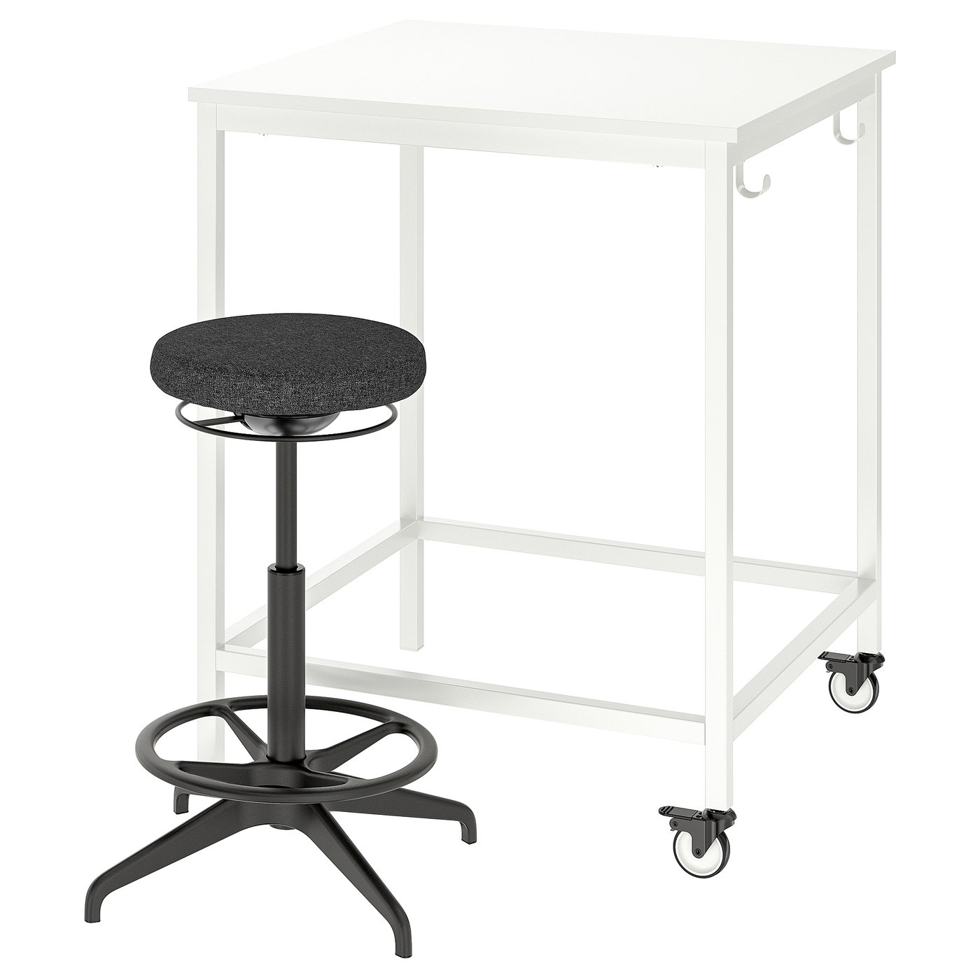 TROTTEN/LIDKULLEN table and sit/stand support, white/dark gray - IKEA