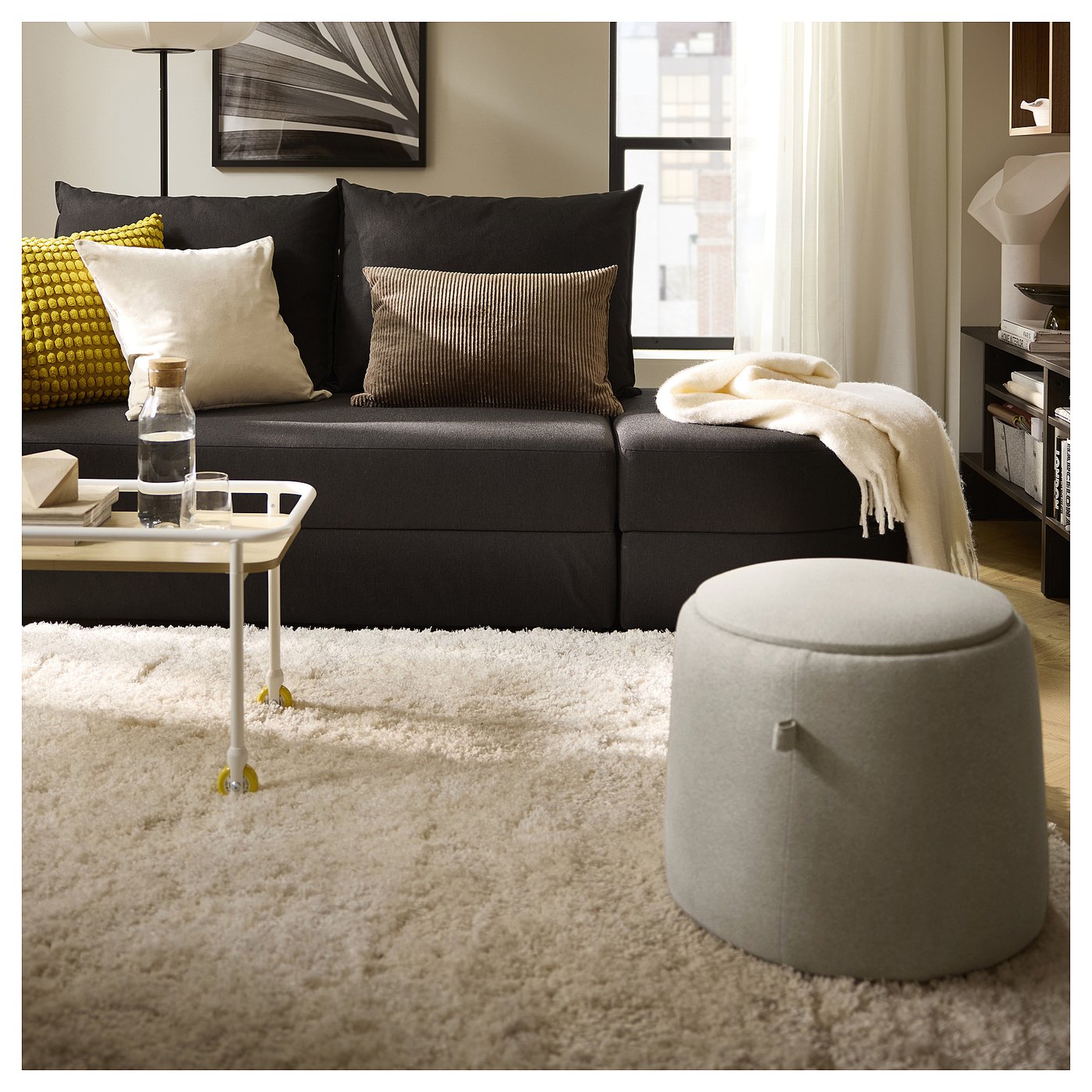 VOLLERSLEV rug, high pile, white, 6'7