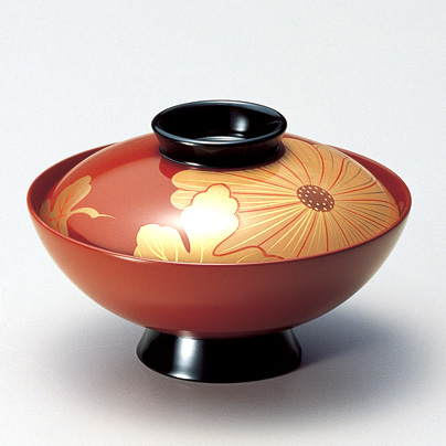 吸物椀 白菊 古代朱 5客セット 漆塗り【製造中止】 漆器の井助