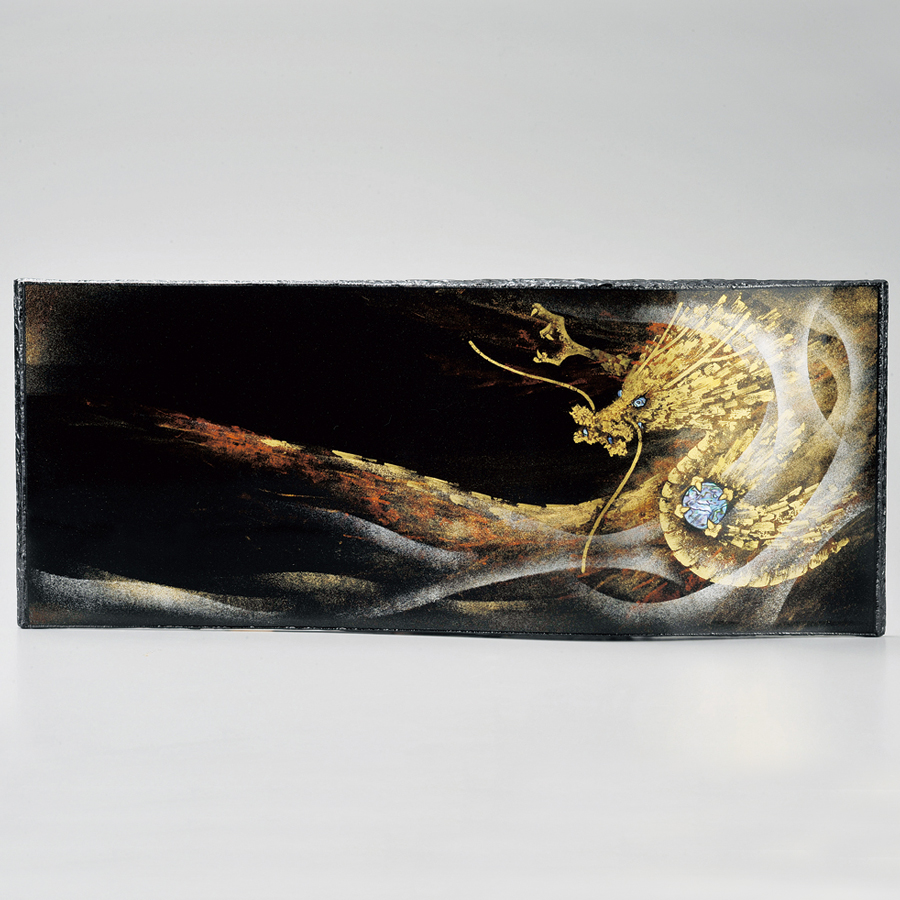 パネル 龍 黒 漆塗り・木製 11-15203 (製造中止) 漆器の井助