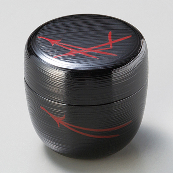 中棗 刷毛目 松葉 黒 漆塗り 12-16105 漆器の井助