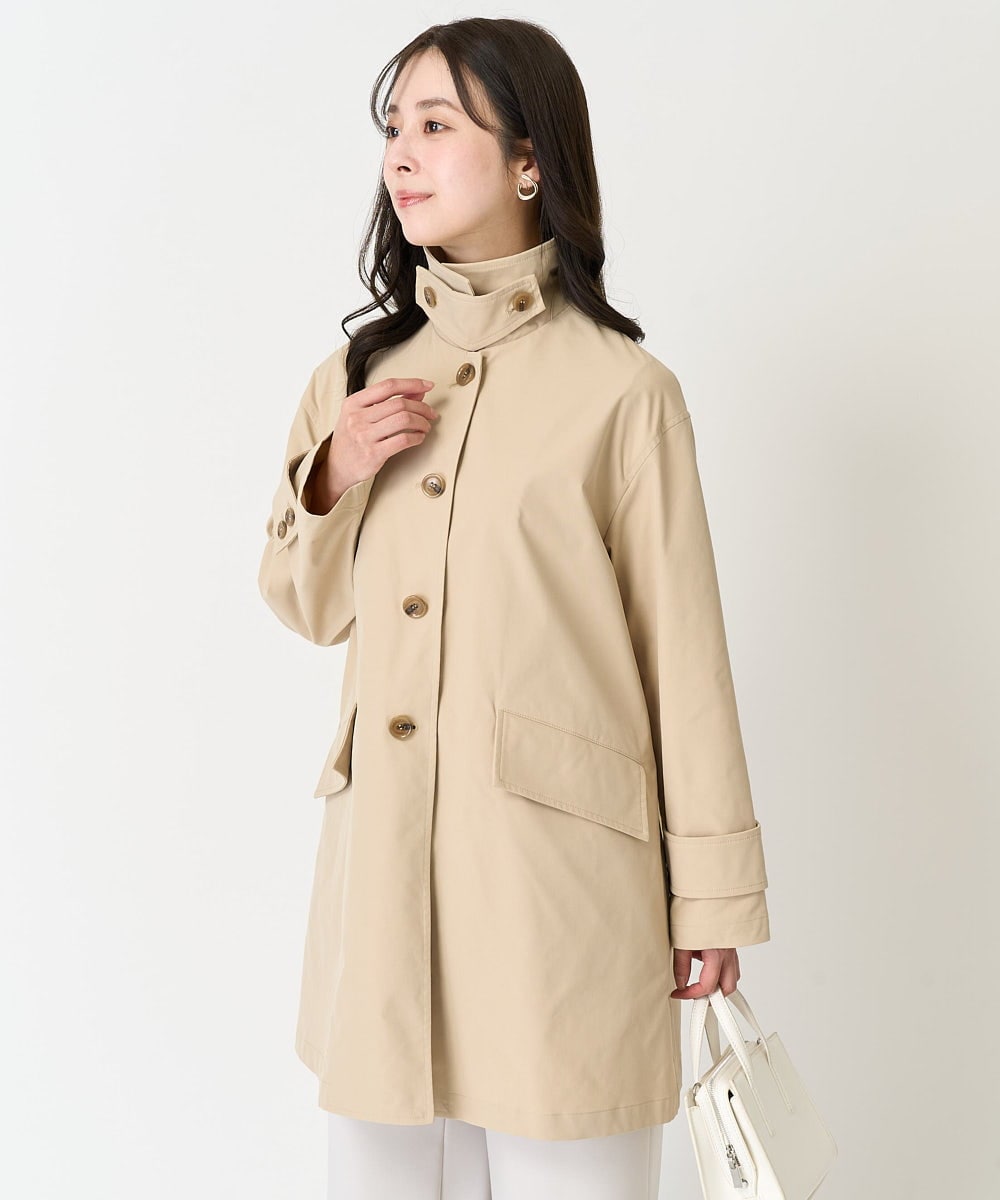 小さいサイズ】ミドル丈ステンカラーコート/洗える(ステンカラーコート