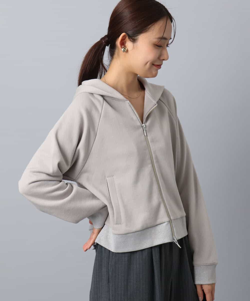 ラメ裏毛スウェットダブルジップパーカー/洗える(パーカー) | MK